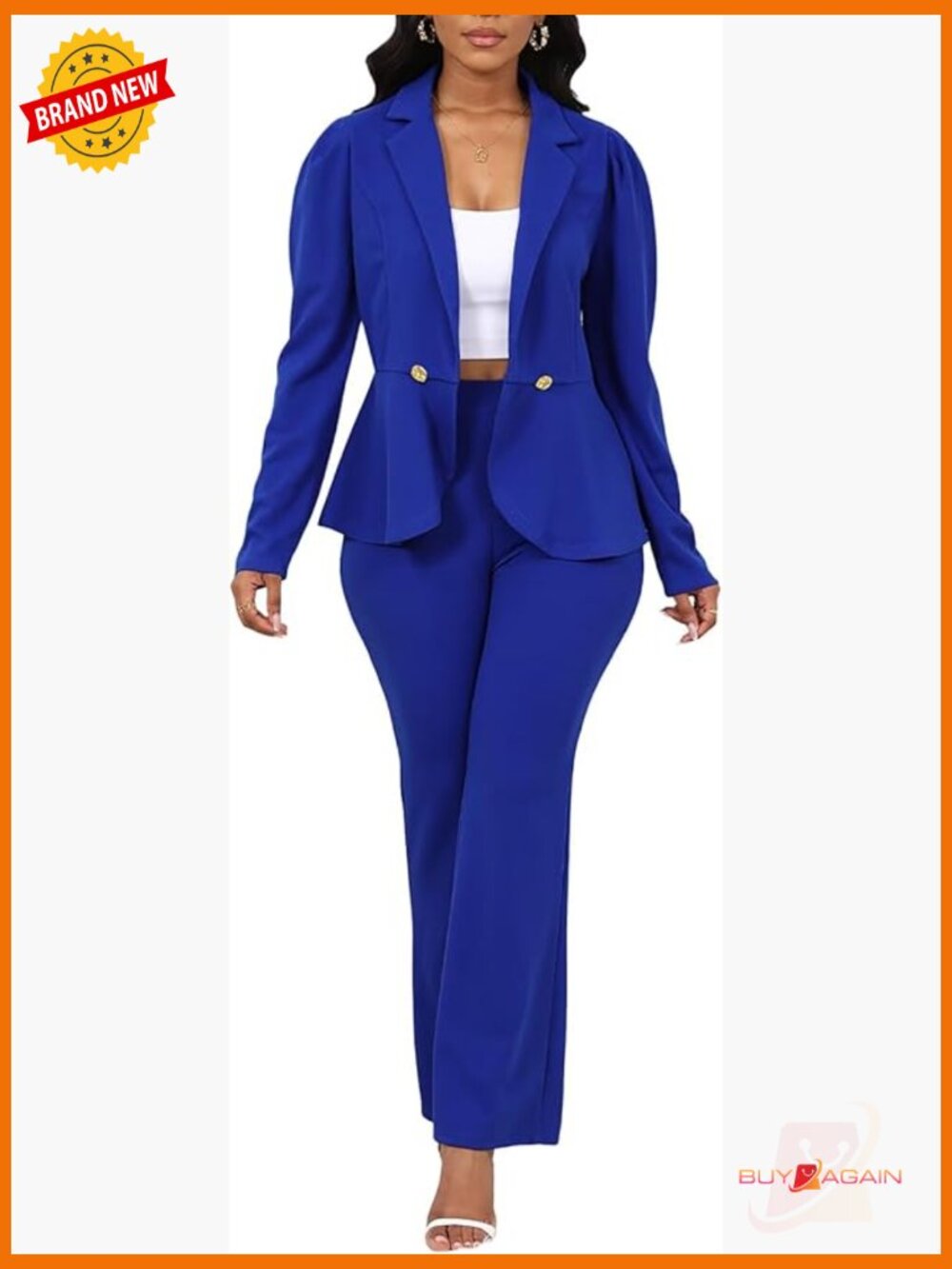 Women's 2 Piece Peplum Blazer & Flare Pants Set Business Work Outfit
